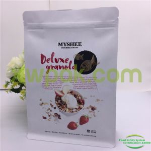 Biogradable Kraft Paper Flat Bottom Pouch / PE Zipper Flat Pouch Packaging