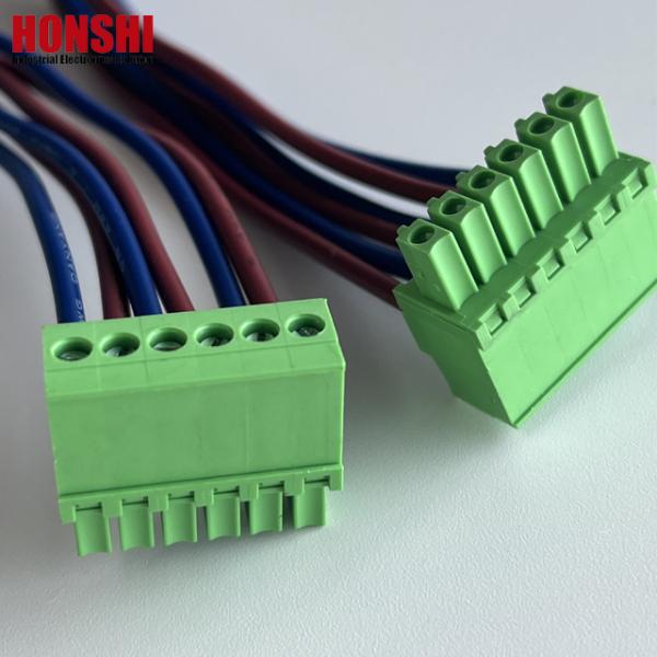 OEM Cable Length Industrial Machine 5.08mm Terminal Block Green Cable And Wire Harness Assembly 0.5M 1M 100% Testing Inspection