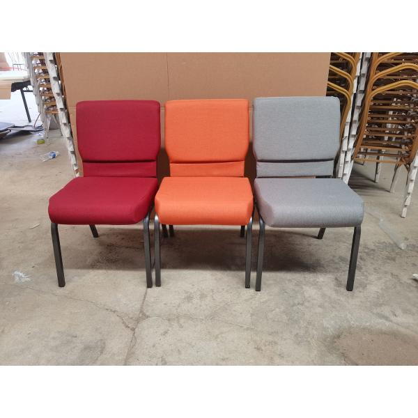 Navy Blue Fabric Stacking Church Chairs with Iron Frame