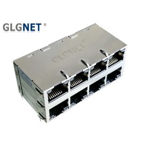 8P8C Stacked Magnetic RJ45 Connector Through Mounting 2x4 25.78mm Jack Height