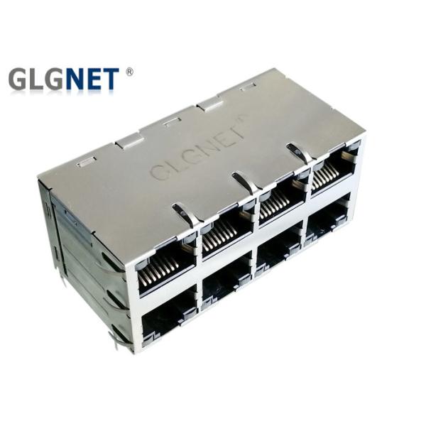 Quality 8P8C Stacked Magnetic RJ45 Connector Through Mounting 2x4 25.78mm Jack Height wholesale