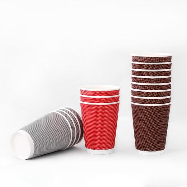 Quality Disposable 16oz Ripple Cups PLA Coated 540ml Kraft Paper Cups wholesale