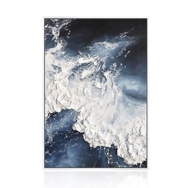 Customized Size Accepted Large Canvas Hand Painted Oil Painting of Gold Foil Blue Ocean Sea Modern Abstract Wall Art