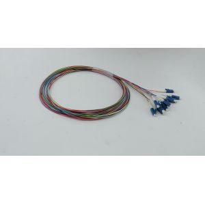 12 Color-Coded 0.9mm Unjacketed LC UPC Fiber Pigtails OS2 Single Mode 1m (3ft)