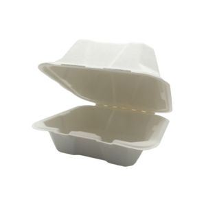 6 Inch Sugarcane Eco Hinged Biodegradable Takeout Containers