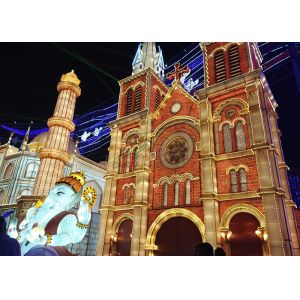 Normal European Architecture Fabric Chinese Lanterns Culture Display Commercial