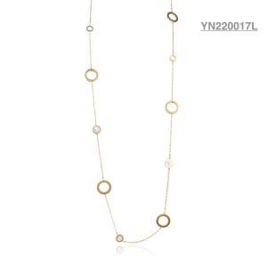 China 18k Stainless Steel Layered Necklace White Shell Inlay Circle Stacking Necklaces Gold on sale