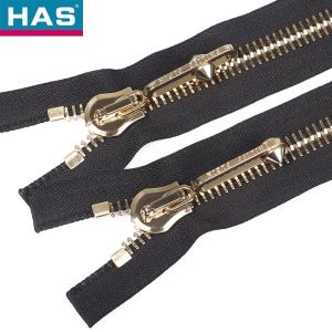 #15 Light Gold Metal Zipper With Swiss Teeth And Open End For Garment