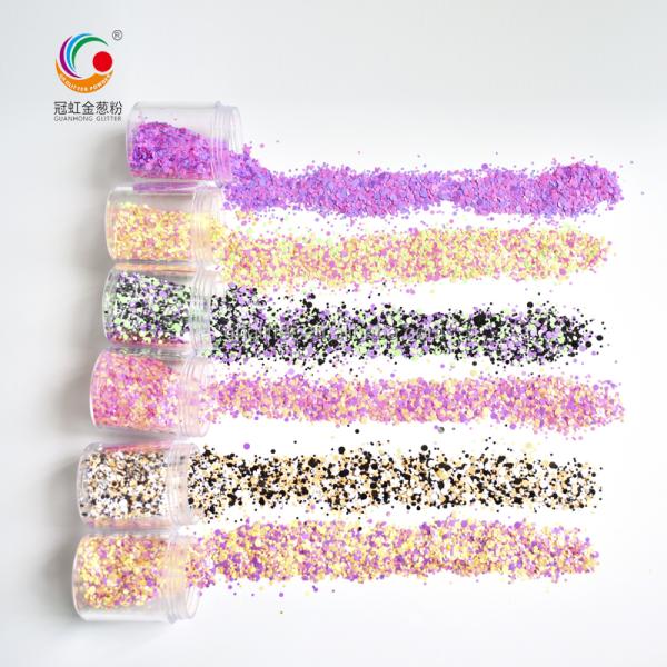 2mm Fluorescent Round PET Glitter Powder For Makeup Mixed Sequin