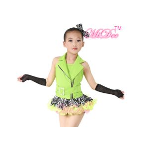Hip Hop Jazz Tap Costumes / Jazz Dance Outfit With Halter Vest / Zebra Skirt