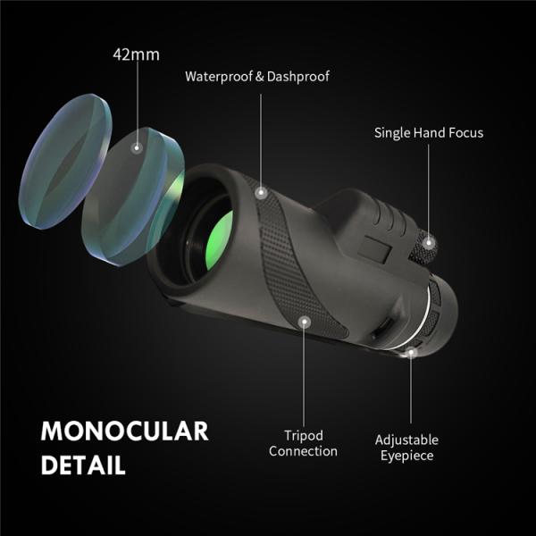 Adults Day And Low Night Vision Dual Focus Monocular With Phone Clip & Tripod