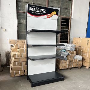 Factory Custom Size Color Logo single-sided 2 upright gondola shelf exhibition