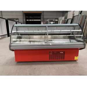Curved Glass Refrigerated Meat Showcase Fresh Meats Deli Case