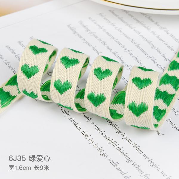 16mm*9m Heart Pattern Jacquard Cotton Ribbon For Clothing Accessories