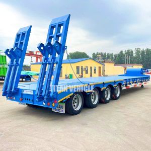 Cheap TITAN 4 Axle 100 Tons Semi Lowbed Trailer Low Bed Truck Lowboy Lowloader Trailer for Sale for sale