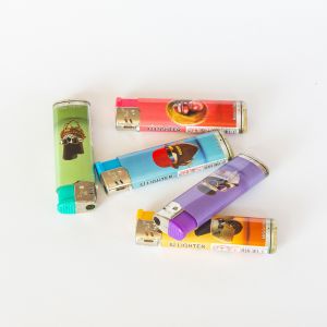 Customized Request Five Colors Label Design Gas Lighter for Cigarette Nickel