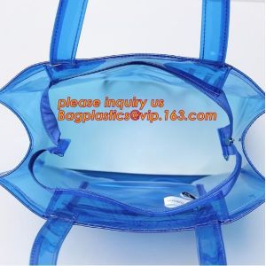 handle colorfull bag pvc zipper bag, Custom PVC Loop Handle Image Printed