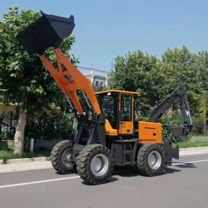 4 Wheel Articulated 2500kg Backhoe Loader Mini And Excavator