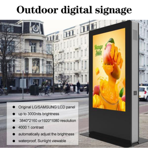 Android 760W 3840X2160 Outdoor Digital Signage Kiosk 75in