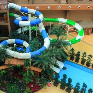 Cheap Customized Color Spiral Fiberglass Water Slides Galvanized Carbon Steel Frame for sale