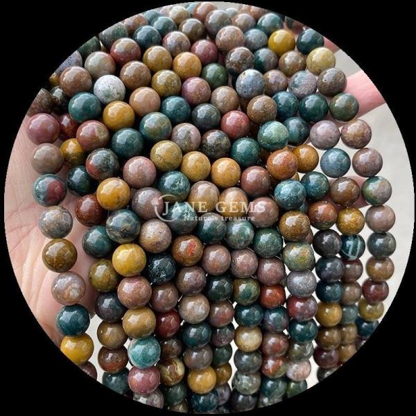 Natural Gemstone With Round Cut Moonstone Fluorite Ocean Jasper Loose Strands Beads For DIY Jewelry