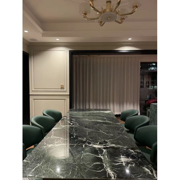 Quality Verde Green Marble Dining Table - Luxury Art Table with Silver Gray Veins wholesale