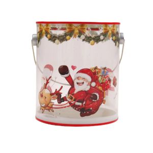 100*100mm Round Clear Plastic Paint Bucket Pail With Metal Lid And Handle