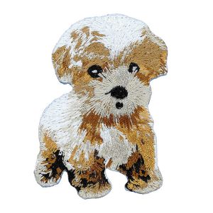 Cheap Cute Custom Embroidered Back Patches Dog Fabric Material Adhesive Backing for sale