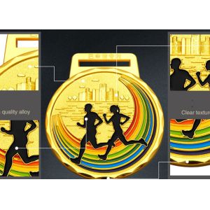 Marathon Running Race Sports Medals And Ribbons Colorful Zinc Alloy Material