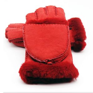 Multifunctional Sheep Skins Leather Mittens Touch Screen With Fingers