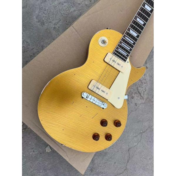Custom GB Les Paul LP Style Electric Guitar with Mahogany Gold Body Maple Neck Customized Guitar