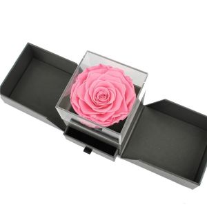 Long Lasting Dried Preserved Rose Gift Box Luxury Design With Drawer Packing