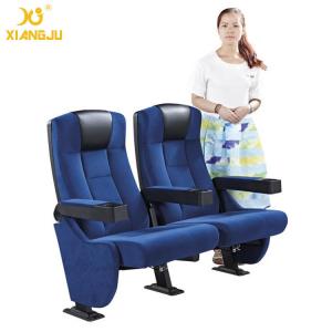 China Cold Rolled Steel Legs PP Injection Fold Armrest PU Mould Foam Movie Theater Chairs on sale