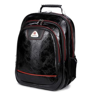 China Leisure Fashionable Black Leather Backpack , Excellent Craftsmanship Soft Leather Backpack on sale