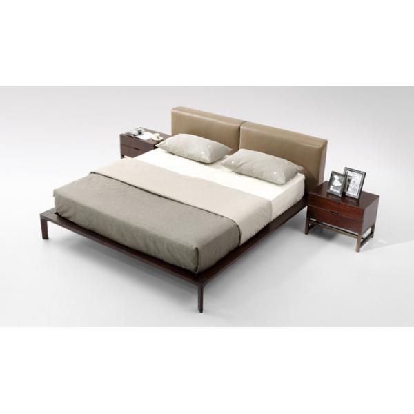 Quality Bedroom Set Double Wooden Bed Upholstered Soft Grey Simple Modern Style wholesale