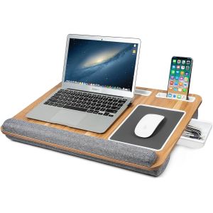 Environmental Protection Folding Bamboo Laptop Tray Desk With Cushion Tray
