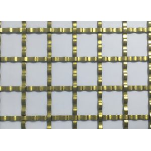ISO9000 Square Hole Mesh Golden Crimped Metal Cabinet Mesh Antifire