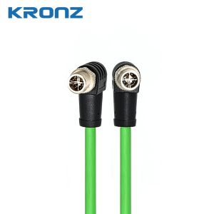 M12 Connectors Ethernet/IP Angled Male PVC Drag Chain Shielded M12 8 Pin X Code