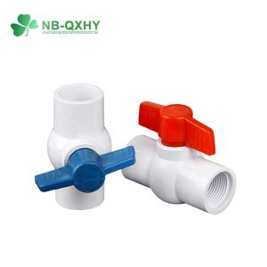 Red Handle Blue PVC Plastic Compact Ball Valve for Water Media Socket and