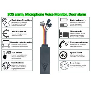 200mAh SOS Car GPS Tracker LBS GSM ACC Voice Monitoring DC100V SMS