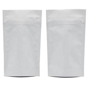 ziplockk Mylar White Kraft Stand Up Pouch Compostable Non Toxic MOPP