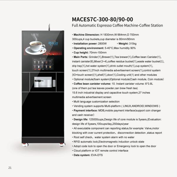 OEM Supply Floor Standing Instant Tea Coffee Machines With 27inch Advertising Screen