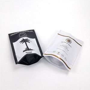 Glossy White Mylar Plastic Pouches Packaging Stand Up Pouch For Coffee Packaging