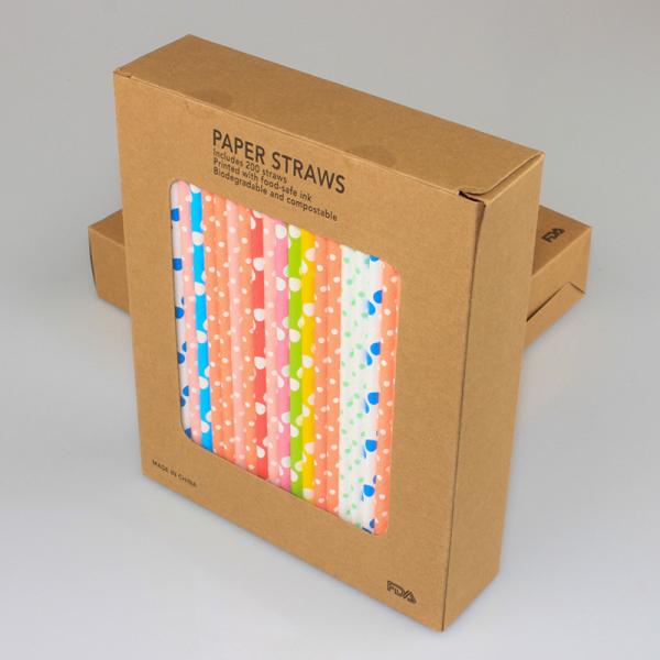 Quality 200pcs pack 6mm diameter food safe ink printing spots paper straws compostable waved pulp straws for party DIY wholesale