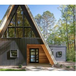 EU Hotel Modern Triangular Wooden House with A-Shaped Steel Structure Frame in