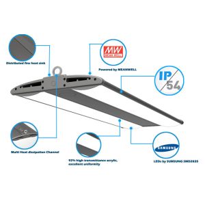 IP54 Linear High Bay LED Lighting Die Casting Aluminum Shell Low Light Decay