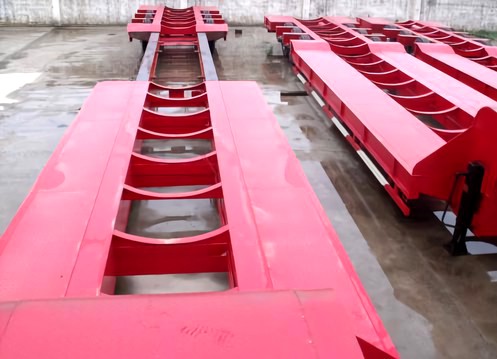 10m Hydraulic Mobile Trailer Telescopic Low Bed Semi Truck Trailer with 12R22.5 Tires