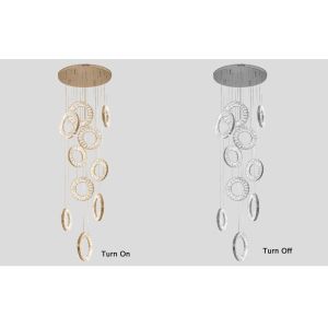 Led Crystal Staircase Chandeliers Modern Rings Hanging Ceiling Lamps(WH-NC-50)