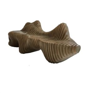 New Design Wood Sliced Sculpture Bench Commercial Waiting Bench Seat