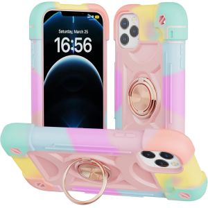 iPhone 12 Pro Max Case 6.7" - Heavy-Duty Shockproof, Ring Stand, Glass Screen &